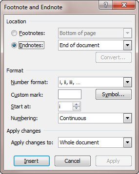 change endnotes to numbers word for mac